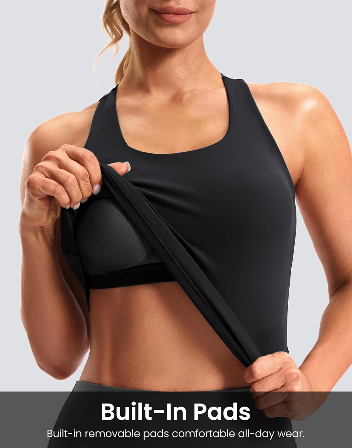 Soothfeel Women's Workout Tank Top - High Neck Racerback with Built-In Bra | Athletic Yoga Sleeveless Shirt