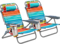 Skiennix Aluminum Lay Flat Beach Chair - Compact 5-Position Design with Cooler Pouch | 2-Pack Multicolor Stripe