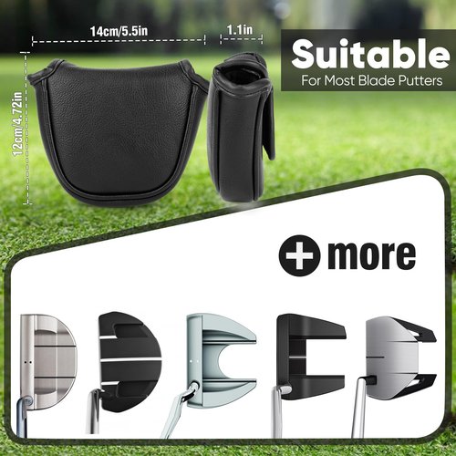 brdejc Golf Putter Cover Leather Mallet Putter Headcover Golf Club Covers with Magnetic Closure for Most Brand (for Mallet)