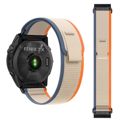 RoYiio Nylon Wristband for Garmin Quatix 8 51mm/Quatix 7X/6X/Tactix 8 51mm/Tactix 7 Pro Band Comfor Breathable Sport Replacement Bands for Fenix 8Pro 51 mm/Enduro 3/2 (QuickFit 26mm, Orange Beige)