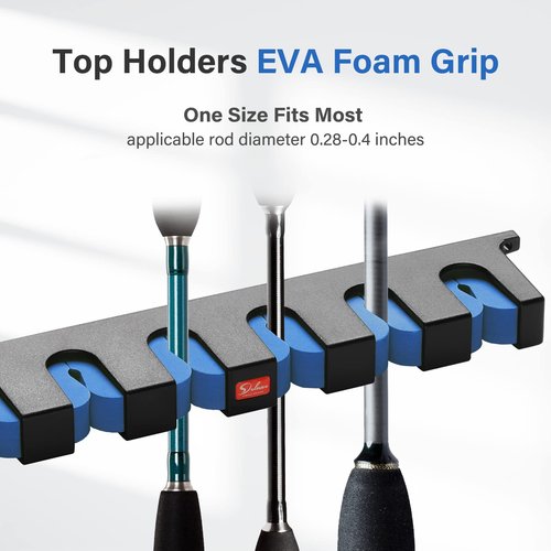 Simple Deluxe Vertical Fishing Rod Holders Wall-Mounted – Simple Deluxe Fishing Rod Rack, Fishing Pole Holder & Rack, Fishing Pole Holders Up to 6 Rods or Combos in 13.6 ", 1 Pair Blue