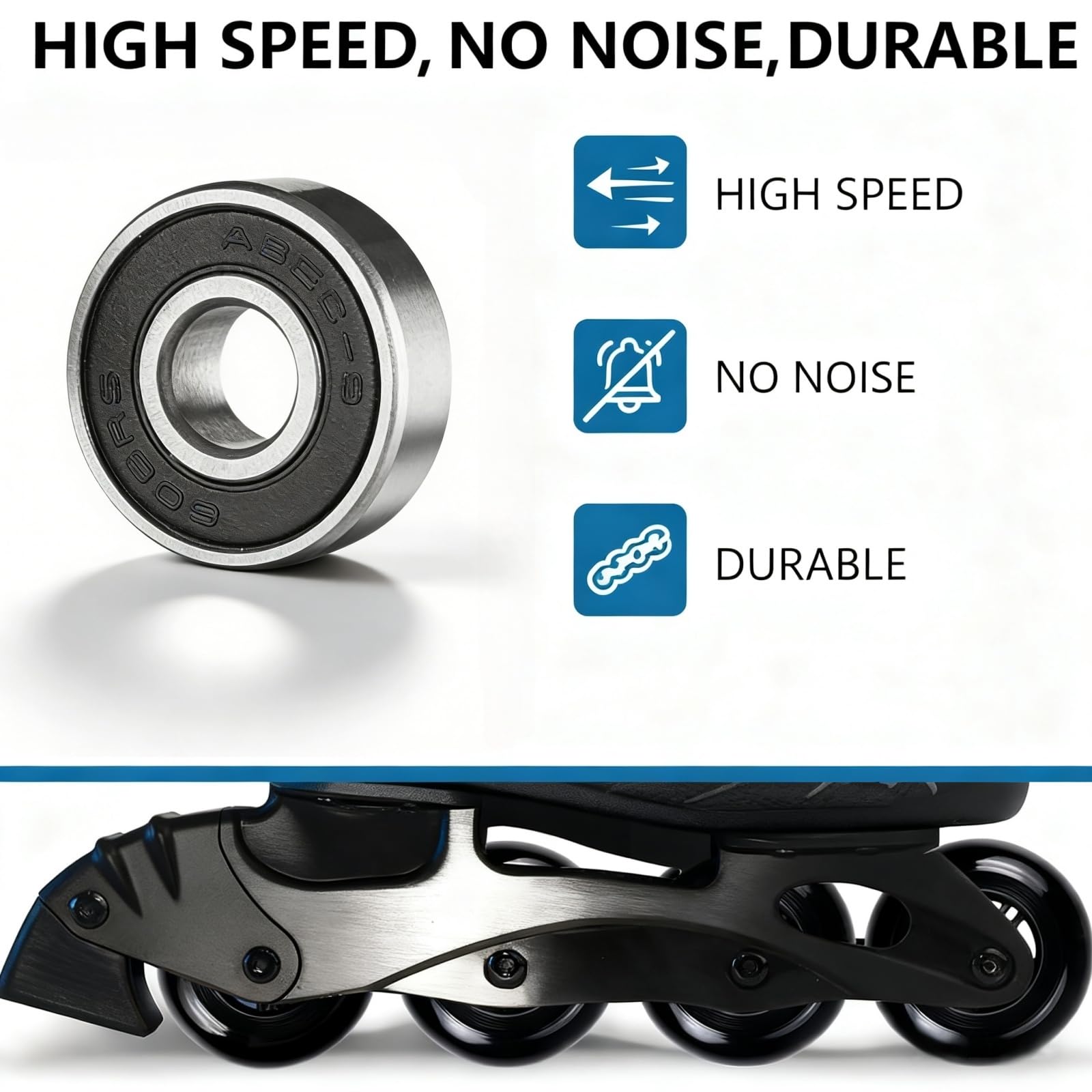 VORTRACK 8-Pack Inline Skate Wheels 85A with ABEC-9 Bearings, 64mm 70mm 72mm 76mm 80mm Sizes, Indoor & Outdoor Use for Roller Hockey, Inline Skates, Scooter and Luggage Repair (80mm)