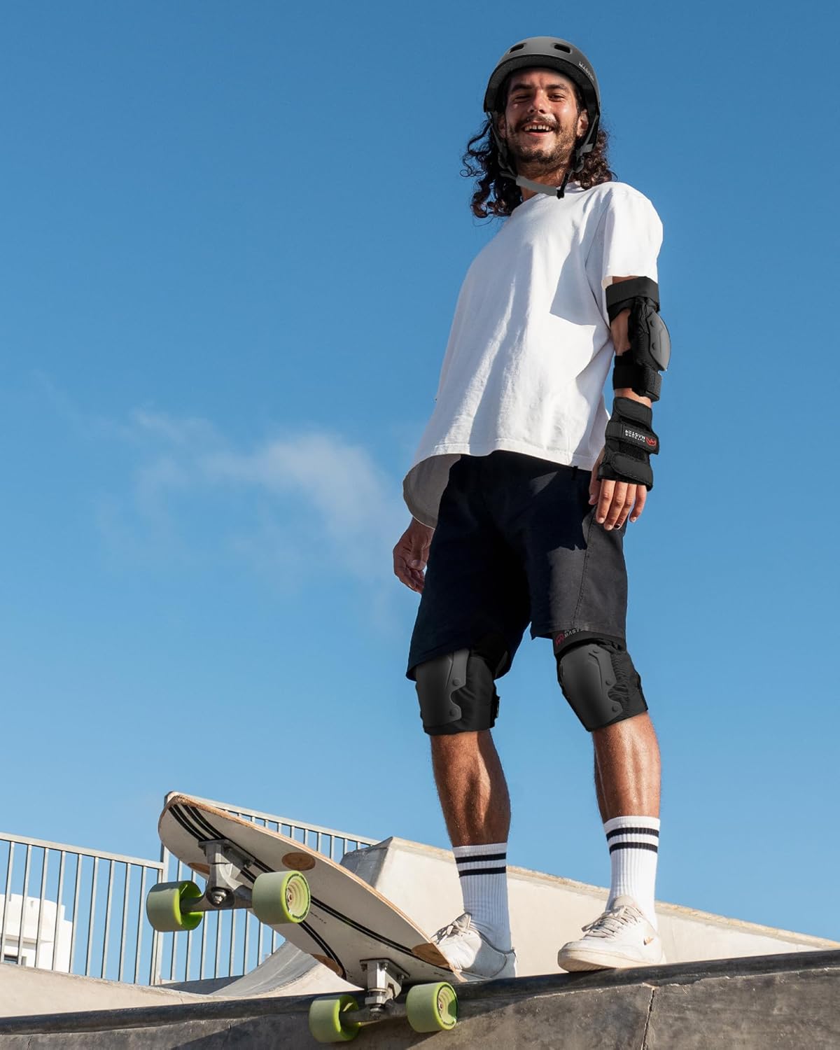 OutdoorMaster Skate Protective Gear Set - Helmet, Knee & Elbow Pads, Wrist Guards for Skateboarding & Scooters