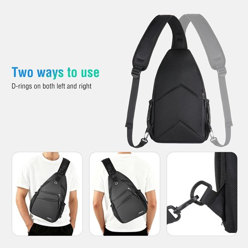 MOSISO Crossbody Sling Bag - Versatile Travel Backpack for Men | Compact Over Shoulder Chest Bag in Black