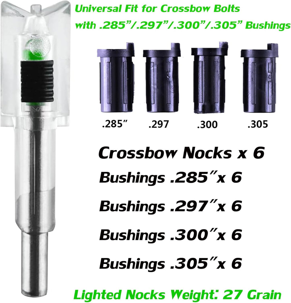 Skiennix Lighted Nocks for Crossbow Bolts - High-Visibility with On/Off Switch | 6/3 Pack, Multiple Sizes
