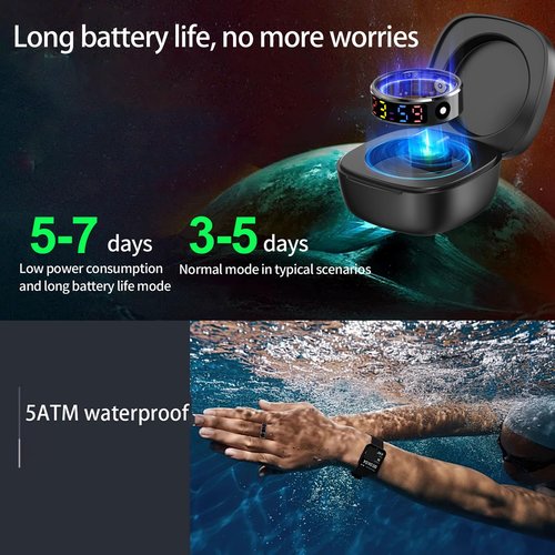 Yihou Smart Ring for Women Health Ring Fitness Tracker Sleep Monitor Step Counter Heart Rate Monitor Multisports No Subscription Fee for Android iOS Black 12