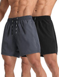 MAXCK 2 Pack Mens Lightweight Athletic Running Shorts 5'' Quick Dry Gym Workout Shorts with Zipper Pockets Black/Dark Grey,Large