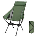 diwaite High Back Camping Chair, Supports 440 lbs, Portable Folding Backpacking Chair with Detachable Pillow for Camping, Hiking & Travel(Green)