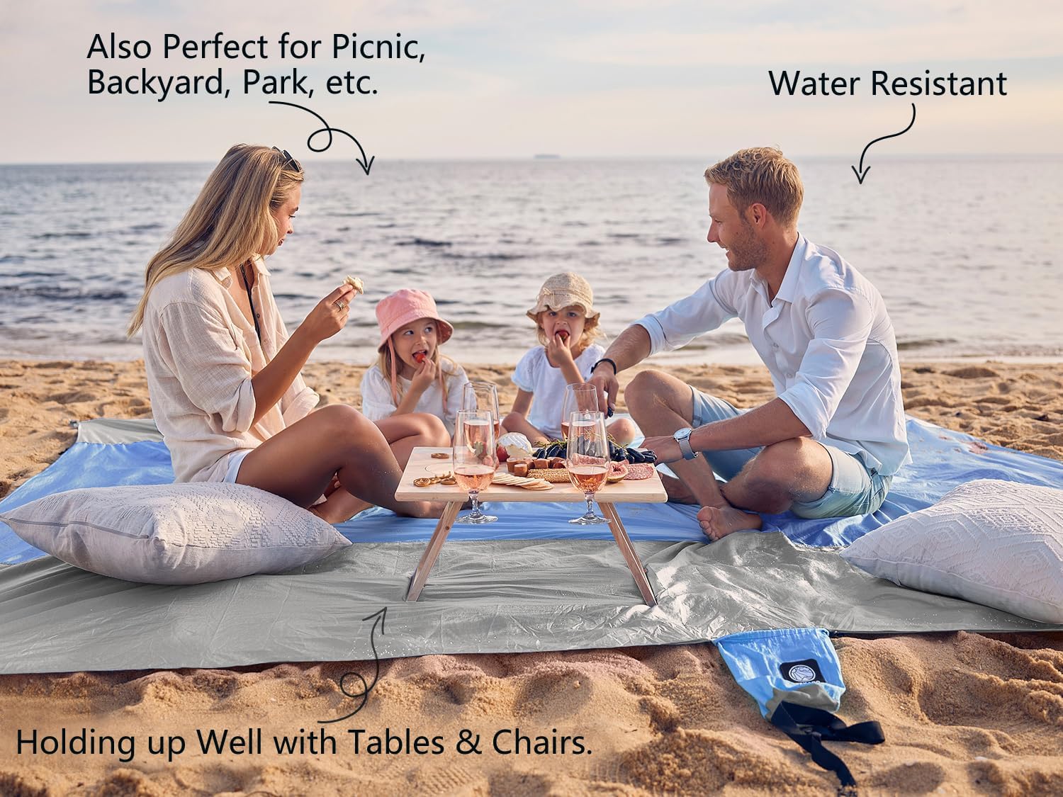 WEKAPO Beach Blanket - Extra Large Sandproof & Waterproof Mat | Quick Drying for Vacation, Picnic & Camping