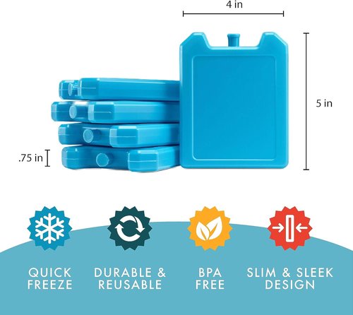 Cool Coolers by Fit + Fresh | 5-Pack Reusable Ice Packs for Lunch Boxes & Coolers - Compact & Colorful