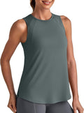 G4Free Athletic Workout Tank - Loose Sleeveless High Neck Summer Shirt for Women | Gray, XL
