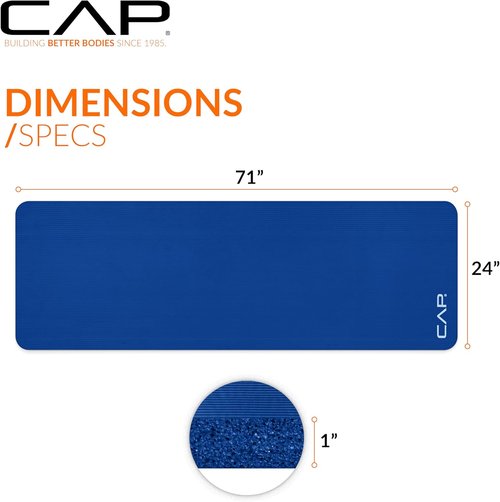 CAP Barbell Yoga Mat - High Density Exercise Mat with Strap | Available in Multiple Colors