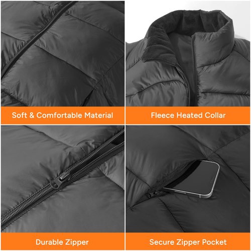 DR.PREPARE Heated Vest with Battery Pack, Unisex Electric Heated Jacket for Men Women, 3 Heat Levels, 10 Heating Zones with 16000mAh Power Bank, 2XL