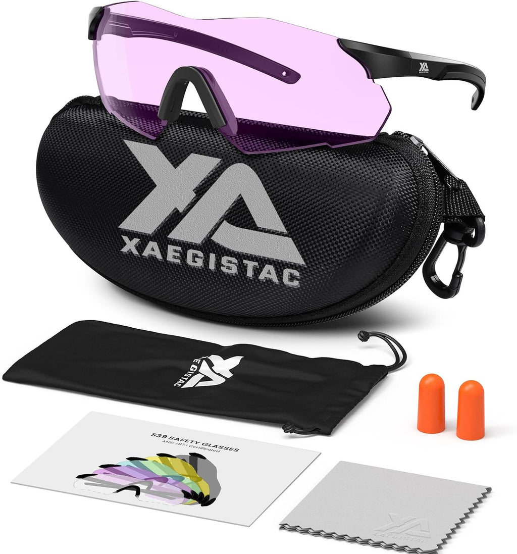 Xaegistac Safety Glasses - Anti-Fog Shooting Glasses with Wide Field of View & Soft Nose Pad for Outdoor Use
