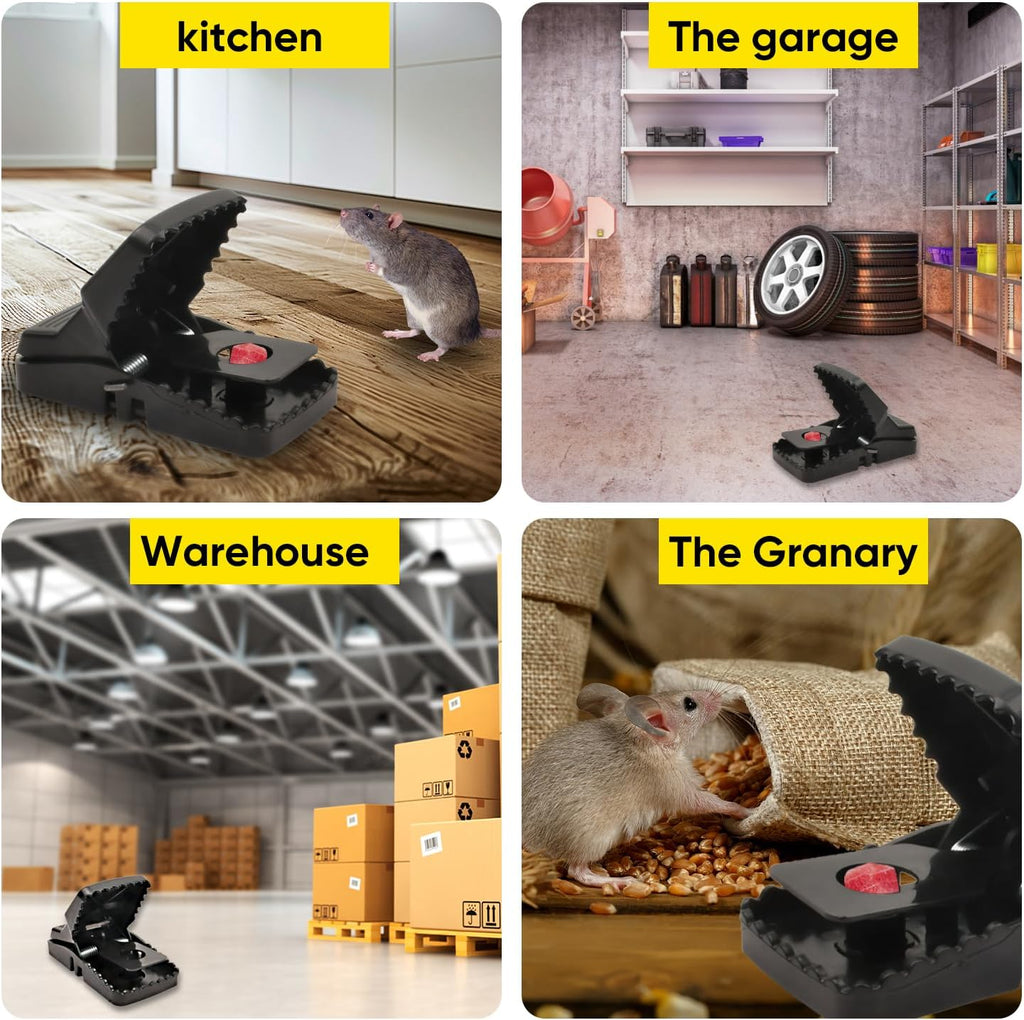 Rat Trap 6-Pack | Large Reusable Mouse Traps for Indoor & Outdoor Use - Fast & Hygienic