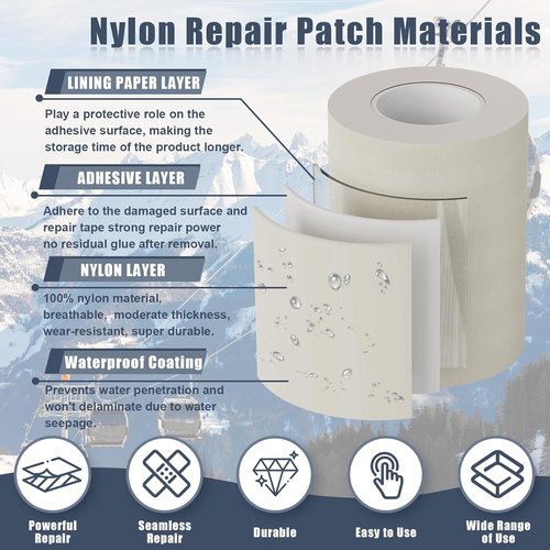 Cahomo Nylon Repair Patch Tape - Self-Adhesive Fabric for Tents, Jackets & Gear | 3x79 Inch Black