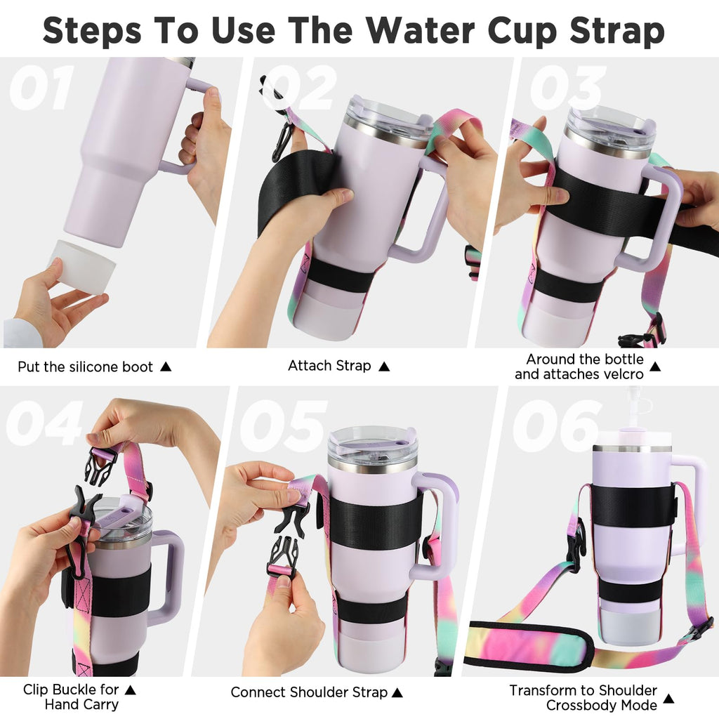 EasyAcc Water Bottle Holder Strap Sling, for Owala FreeSip 24 32 40 oz, Hydro Flask, Cirkul, Yeti, Stanley Flip, Universal Water Bottles, with Carabiner, for Walking Curise Travel (Bottle Excluded)