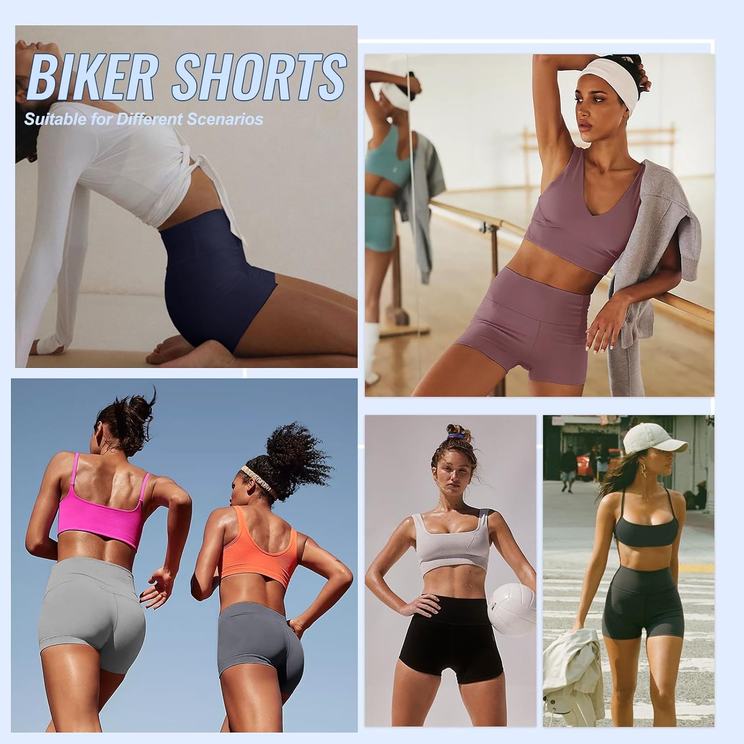 Skiennix High Waisted Biker Shorts – 3 Pack Black Compression Yoga & Workout Shorts for Women