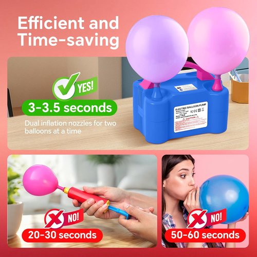 Electric Balloon Pump,110V 600W Portable Dual Nozzles Balloon Pump,Air Pump Balloon Blower for Party Decorations with Tying Tool
