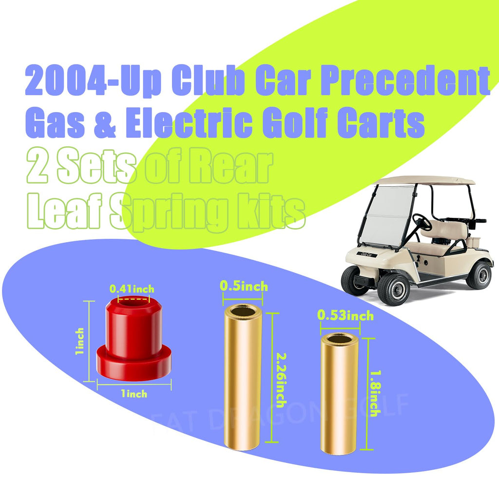 Panglong Club Car Precedent Bushings Kit, Polyurethane Precedent Rear Leaf Spring Bushing and Shackle Bushing Kit, Suitable for 2004-Up Club Car Precedent; OEM# 102506601, 102506301, 102506401