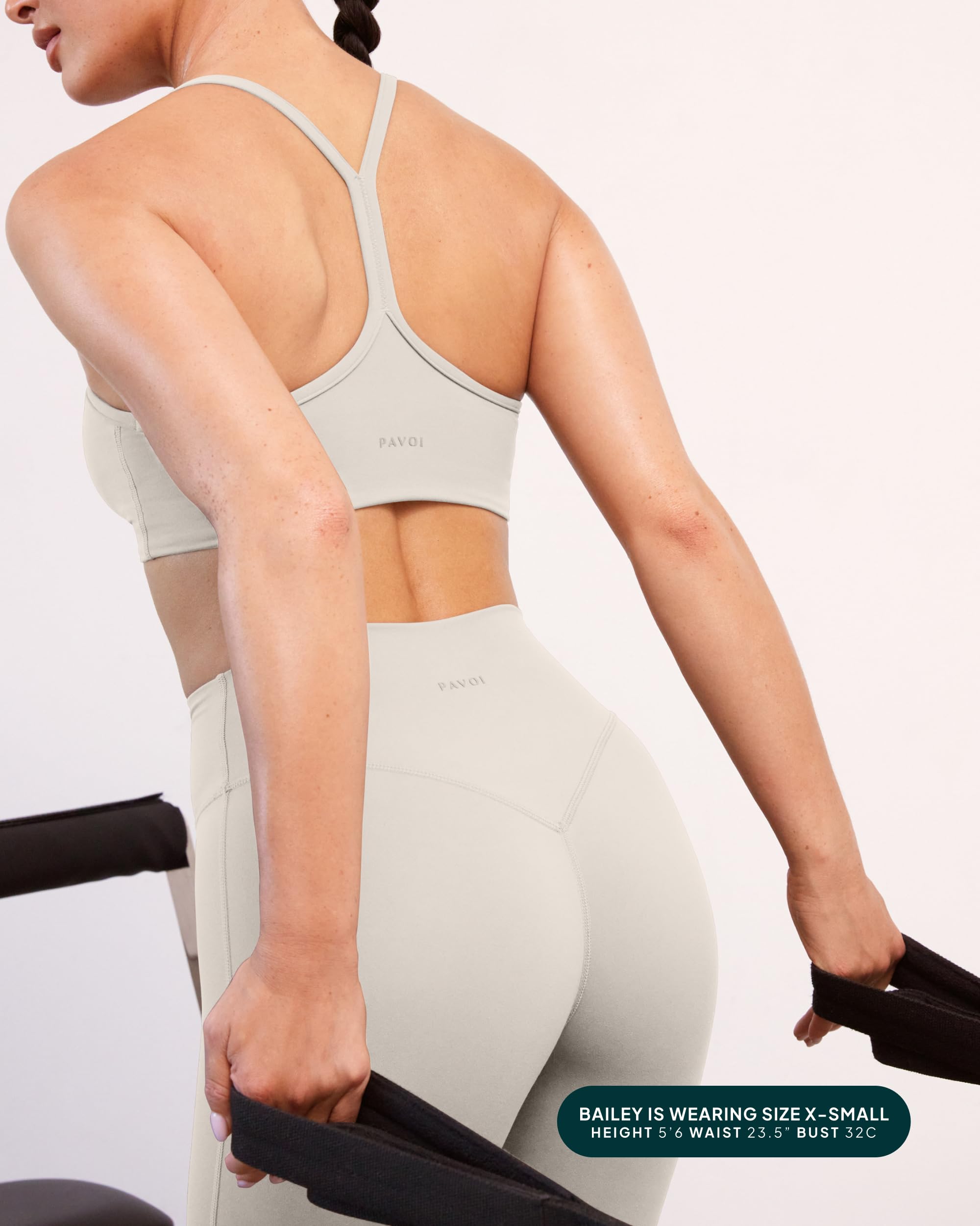 PAVOI ACTIVE Yoga Racerback Bras for Women - Buttery Soft Low Support Scoop Neck Y-Back Thin Strap Sports Bra - FlexFlow - Small, Moon, A-C Cups