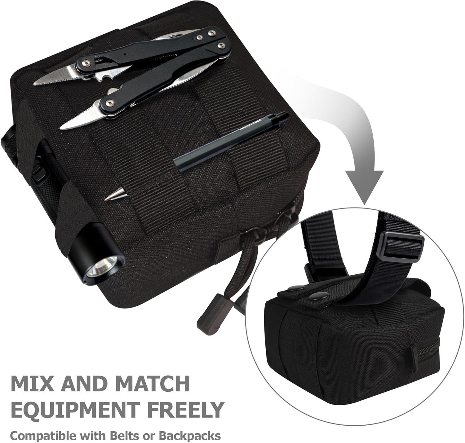 Skiennix Mini Tactical Molle Pouch - Compact Utility Tool Pouches | 2 Pack for Easy Organization