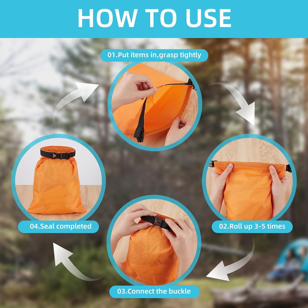 Waterproof Dry Bags by Skiennix - Lightweight Outdoor Dry Sacks with Quick Release Buckle | 6 Pcs for Kayaking, Rafting, Camping