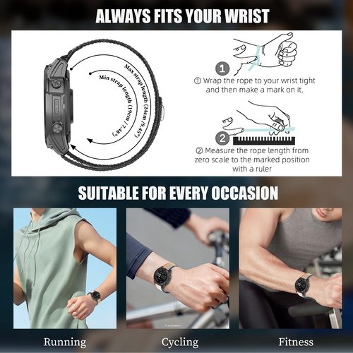 RoYiio Nylon Wristband for Garmin Quatix 8 51mm/Quatix 7X/6X/Tactix 8 51mm/Tactix 7 Pro Band Comfor Breathable Sport Replacement Bands for Fenix 8Pro 51 mm/Enduro 3/2 (QuickFit 26mm, Orange Beige)
