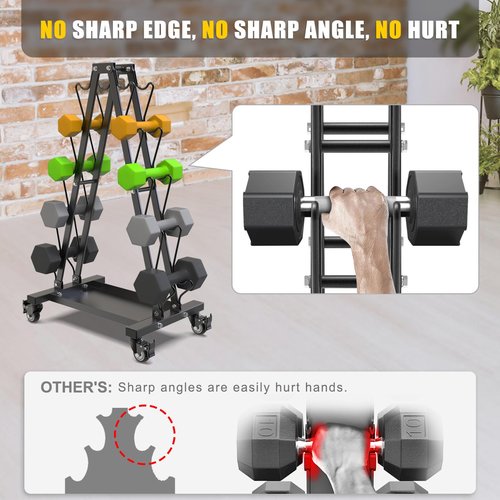 Kipika Heavy Duty 3 Tier Dumbbell Rack Multifunctional, Weight Rack for Dumbbells, Home Gym Equipment, Suitable for Storage of Dumbbell, Kettle Bell, Barbell Plate, Barbell Bar (5 Tier Tilt Shelf)