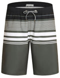 ELETOP Men's Swim Trunks Quick Dry Bathing Suit Swimming Board Shorts Mesh Lining Beach Swimwear Stripe Grey 3XL