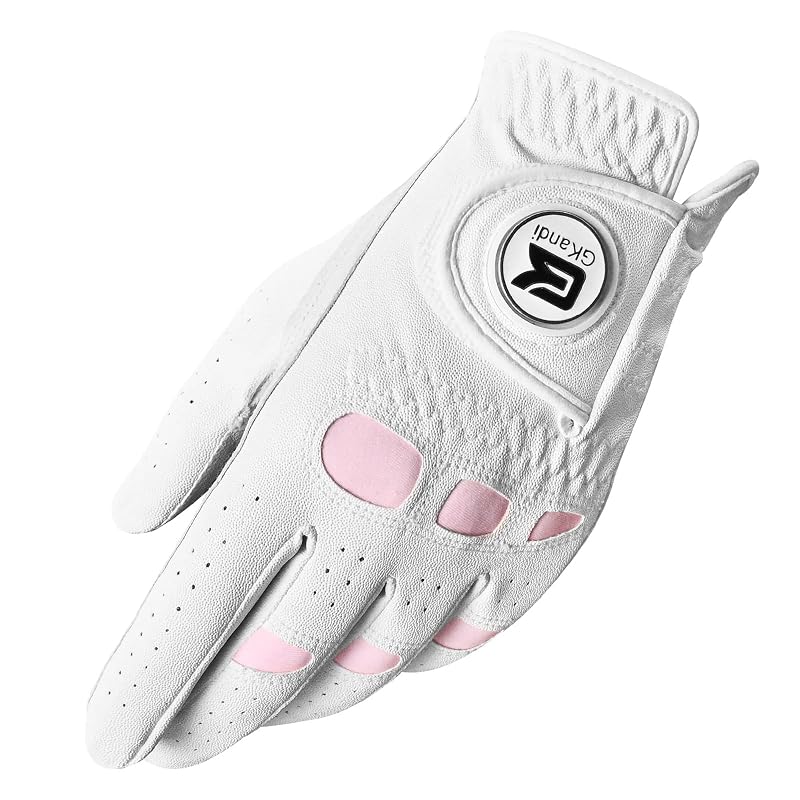 Women’s Golf Gloves with Magnetic Ball Marker – Pink, Left/Right Hand, Medium