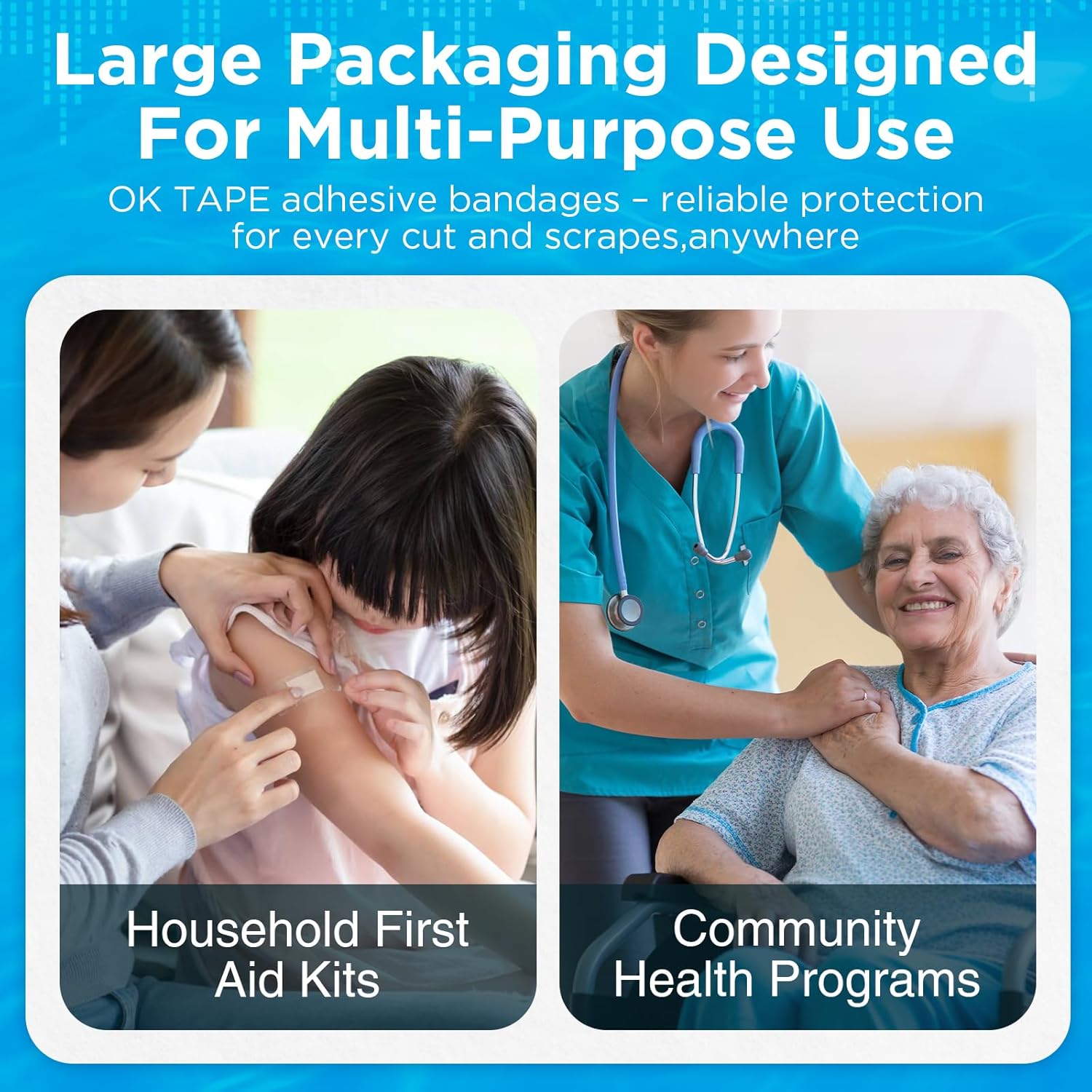 OK TAPE Adhesive Bandages - Waterproof Sterile Sheer Strips, 1" x 3", Bulk Case of 1800 for First Aid