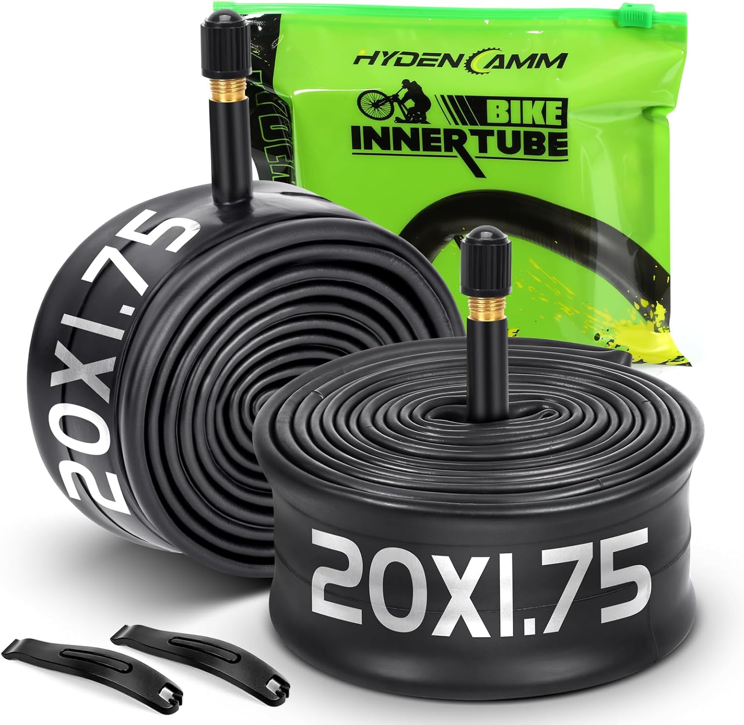 Skiennix Bike Tube Set - 2 Pack 20/26" Inner Tubes with 35mm Schrader Valve & 2 Levers | Compatible with MTB, Cruisers, Road Bikes
