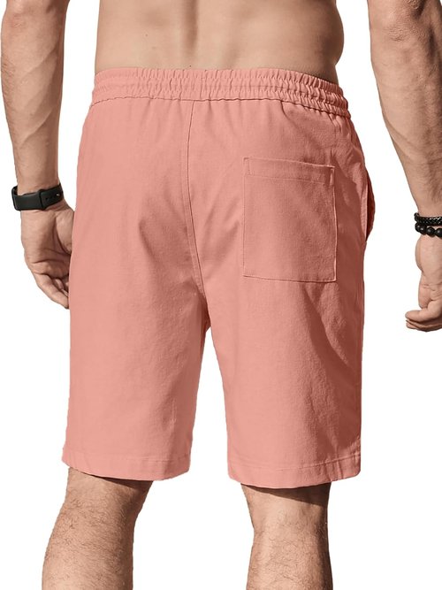 Comdecevis Men's Linen Shorts - Casual Elastic Waist with Pockets for Summer Beach & Yoga | Lightweight Comfort