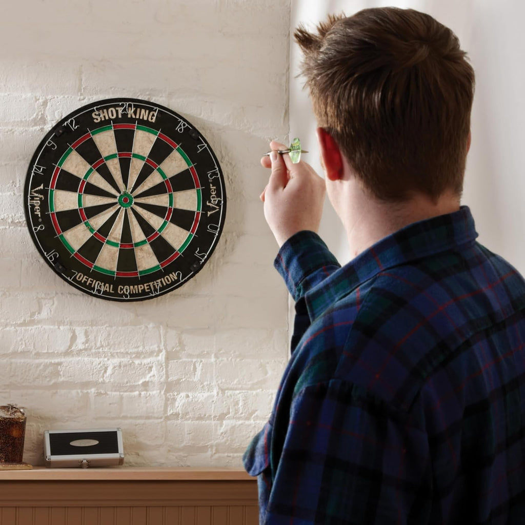 Viper by GLD Products Shot King Dartboard Set - Regulation Bristle Steel Tip with Rotating Number Ring & 6 Darts - Black