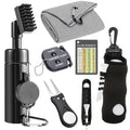 karamagic 7Pcs Golf Accessories Kit, Include Golf Club Cleaner Towel Ball Bag Divot Tool Score Counter Range Chart Card Tee Elevator