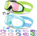 Vvinca Kids Swim Goggles - Anti-Fog, UV Protection, No Leak Design | Comfortable Fabric Strap for Ages 3-14