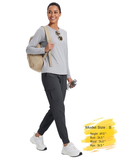 MAGCOMSEN Womens Cargo Hiking Pants Quick Dry Lightweight Joggers with Pockets UPF 50 Athletic Outdoor Casual Gray M