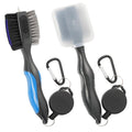 Lesunsul Golf Club Brushes, Golf Cleaning Tool, with Retractable Cleaning Nails, Nylon and Wire Bristles Oversize Double Brush Head with 2ft Retractable Zip-line Metal Buckle (Black Blue)