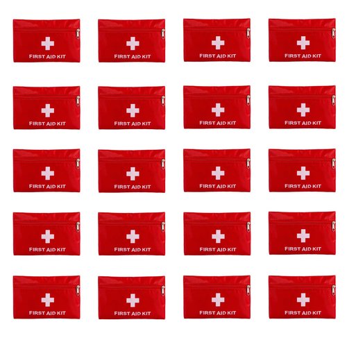 First Aid Bags Empty,Mini First Aid Pouch Empty,Mini First Aid Kit Bulk,Zipper Pouches for Emergency,Travel and Outdoor (Red 20 Pack, 4.3 * 6.3 inch)