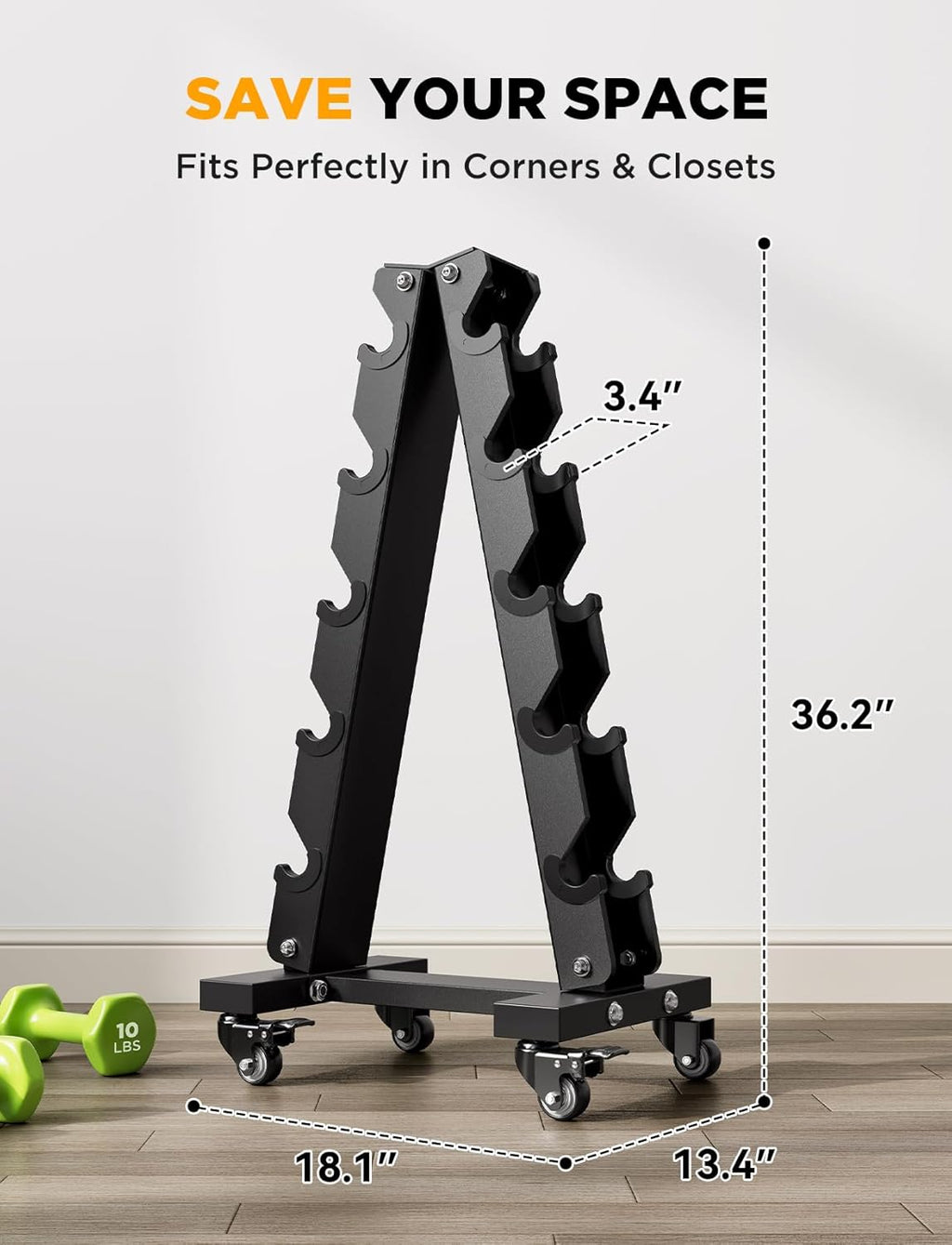 YOLEO Dumbbell Rack - Heavy Duty 3 & 5 Tier Weight Storage Organizer | Space-Saving Design for Home Gym - 1100LBS Capacity