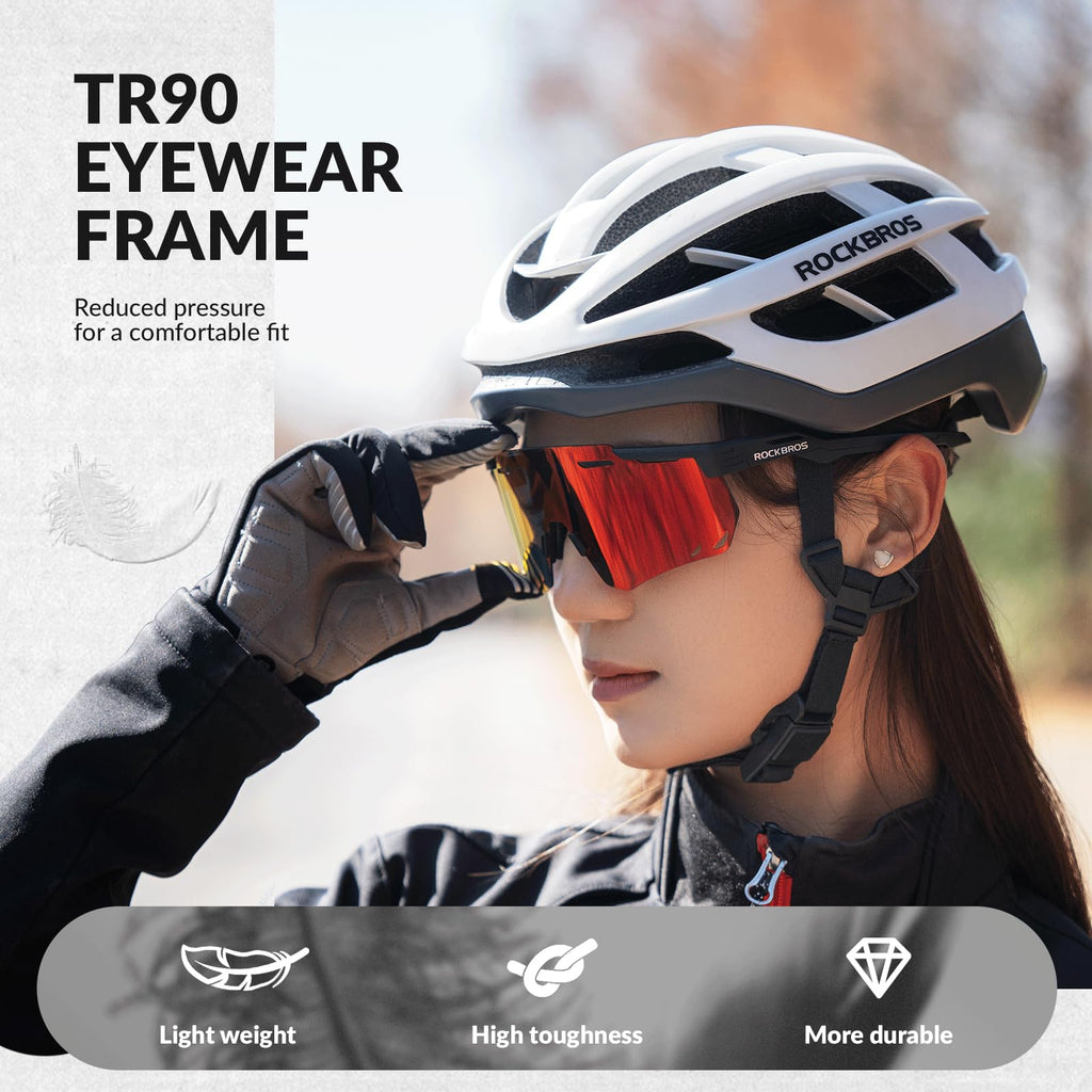 ROCKBROS Polarized Cycling Glasses, Sports Sunglasses for Men Woman, UV Protection Biking Sunglasses for Running Fishing Driving