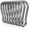 SUPOLOGY 304 Stainless Steel Carabiner Clip, 3 x 2.5 inches, D-Ring Spring Gate, Silver (20PCS 304 Stainless Steel Clips)