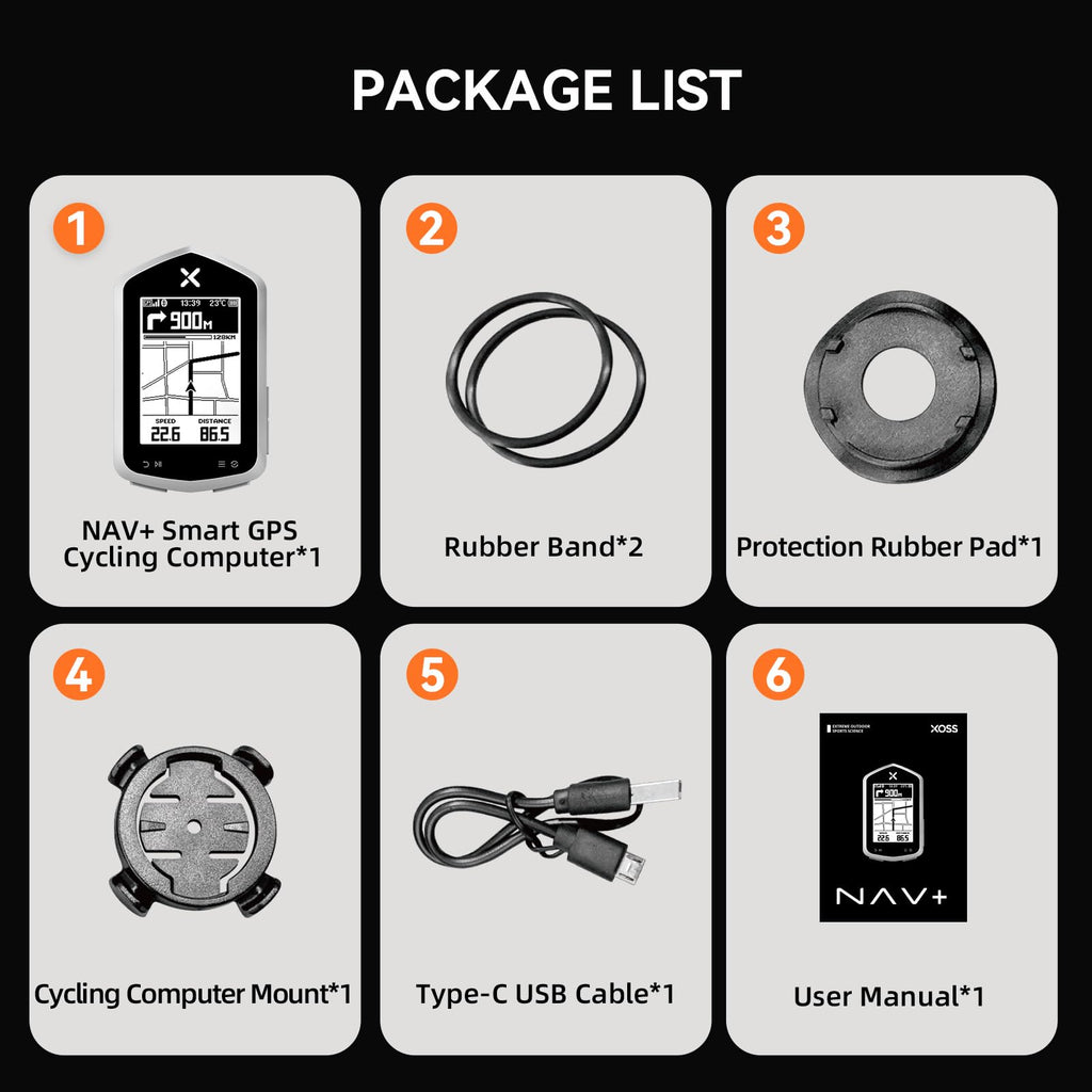 XOSS NAV Plus GPS Bike Computer with Bluetooth, 2.4"" Ant+ Bike Computer Wireless with 33hs Long Battery Life, IPX7 Waterproof Map Navigation Bike Computer with Auto Backlight & Rear 3D Video, Black