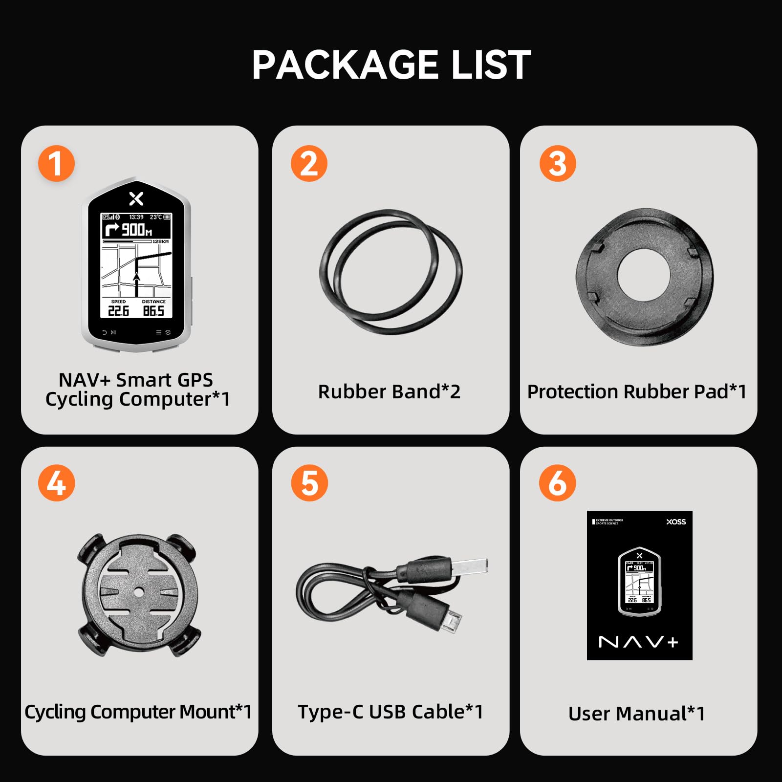 XOSS NAV Plus GPS Bike Computer with Bluetooth, 2.4"" Ant+ Bike Computer Wireless with 33hs Long Battery Life, IPX7 Waterproof Map Navigation Bike Computer with Auto Backlight & Rear 3D Video, Black
