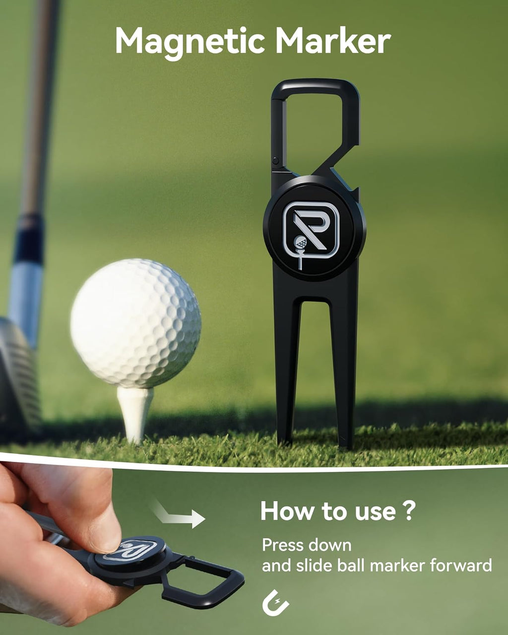REDTIGER Golf Divot Tool - 4-in-1 Versatile Design with Magnetic Ball Marker, Bottle Opener & Groove Cleaner