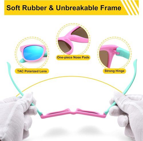 AZorb Kids Polarized Sunglasses - Flexible TPEE Rubber Frame | 100% UV Protection for Ages 3-8