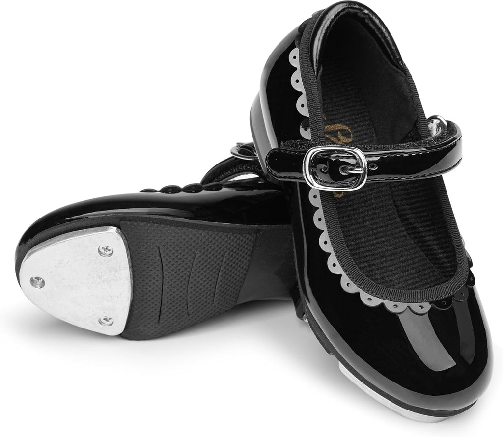 Stelle Tap Shoes for Girls - Easy Strap Scallop Design | Perfect for Toddlers to Big Kids