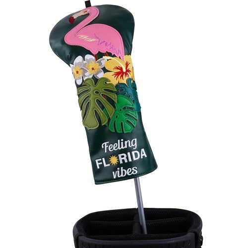 LZFAN Golf Club Head Covers Driver Fairway Wood Hybrid Golf Club Headcover Leather Protector Heavy Embroidered Colorful Jellyfish (Flamingo)
