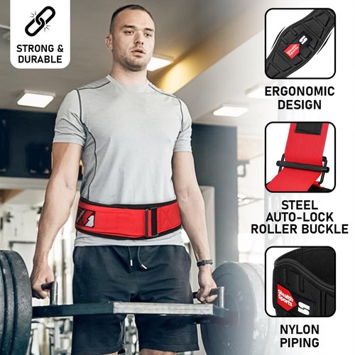 Stealth Sports Weight Lifting Belt – 6.5” Back Support Padded Workout Belt Auto Lock Buckle – Neoprene Gym Belt Men Women – Fitness Bodybuilding Training Deadlift Squats Weightlifting Belt (S)